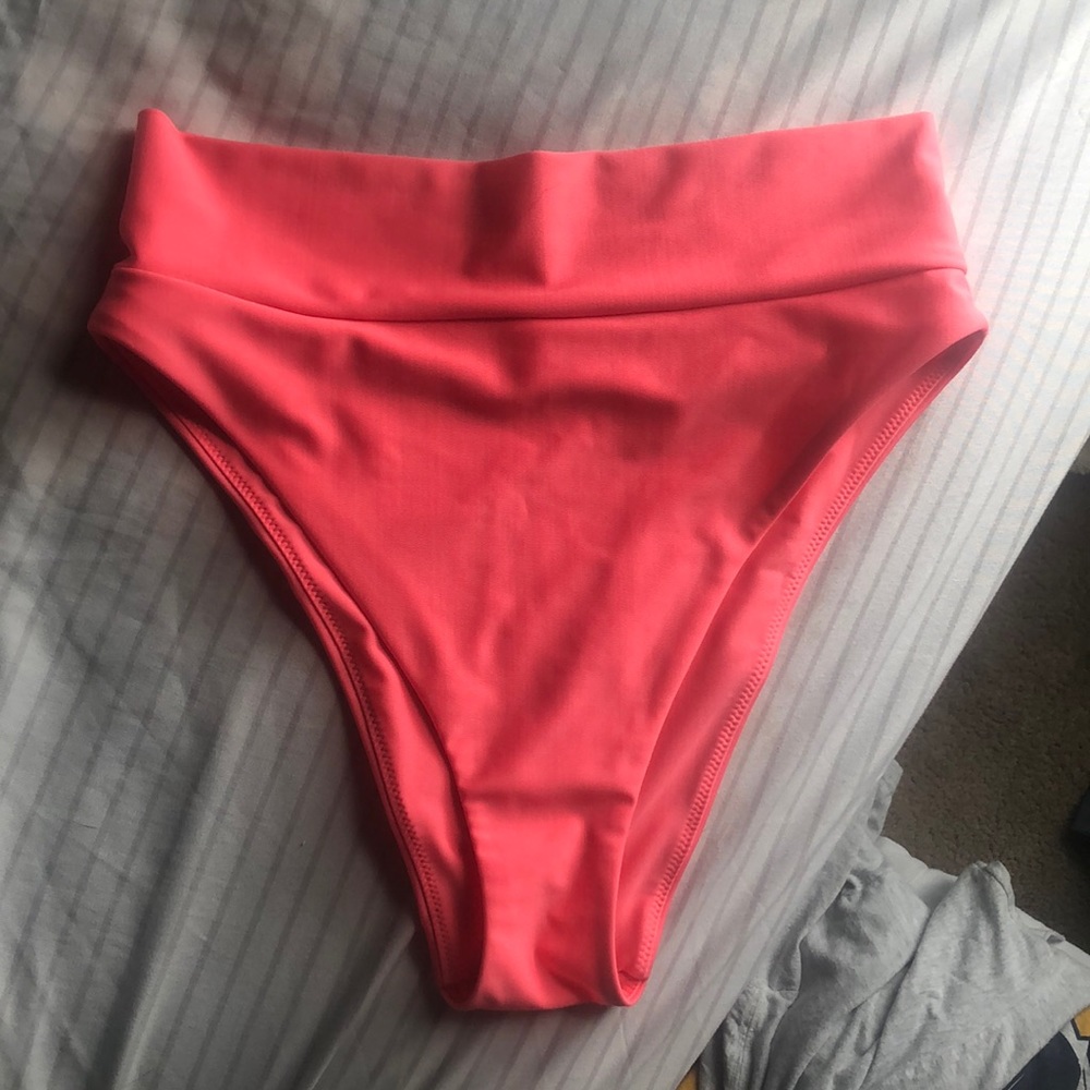 aerie high waisted pink bikini bottoms